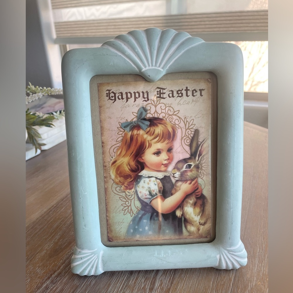 Vintage 5x7 Picture Frame with Vintage Easter Postcard